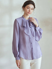 Sun-Kissed Serenity Ruffle Collar Rayon Overshirt - Trendy Mix