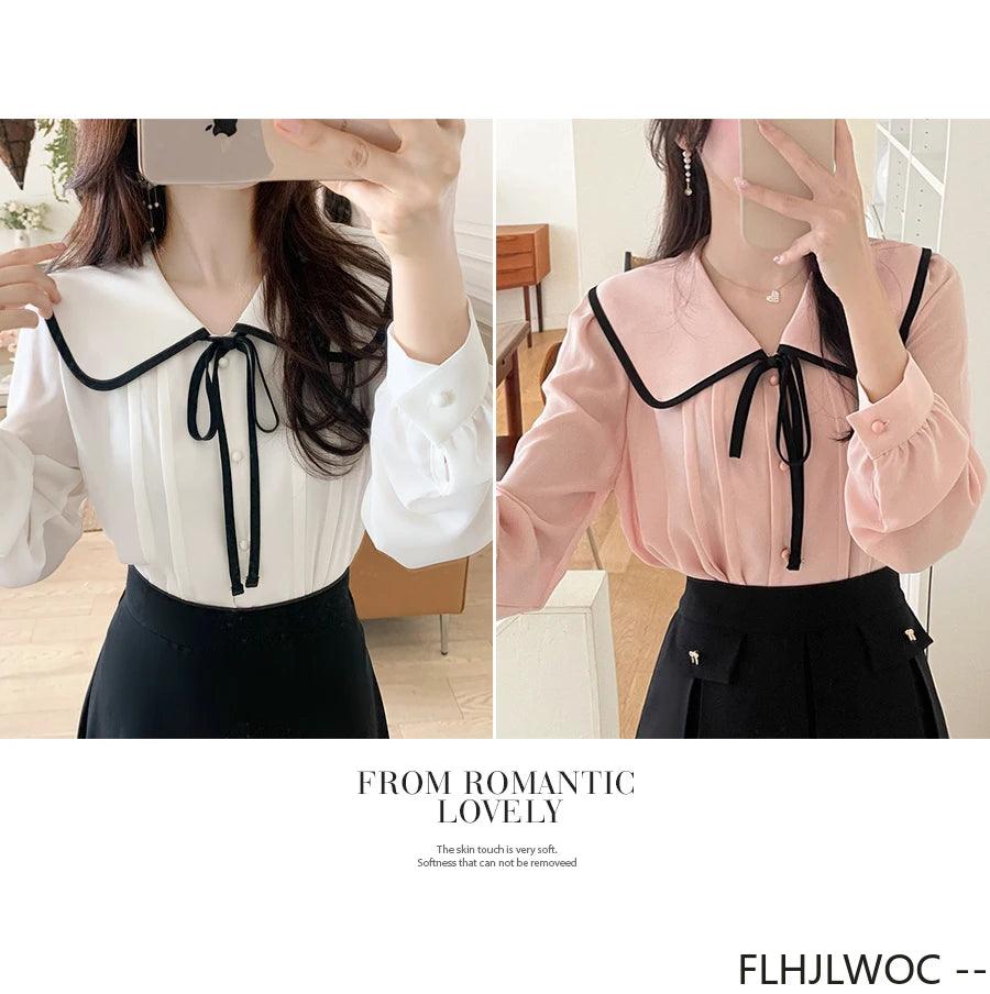 Charming Pink Bow-Tie Blouse