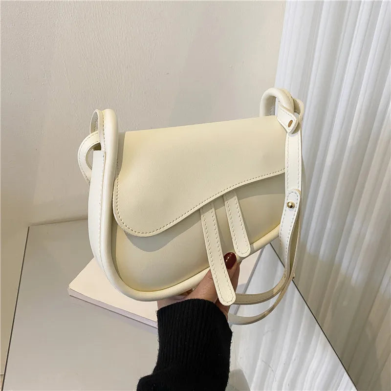 Stylish PU Leather Saddle Bag - Trendy Mix