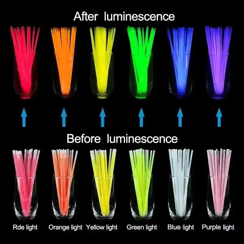 10/100Pcs Fluorescence Sticks Party Multicolor Glowing Bright Bendable Glow Bracelet Party Supplies Stick Bright Colorful Light - Trendy Mix