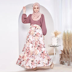 Islamic Floral Print A-Line Maxi outfit for Women - Trendy Mix