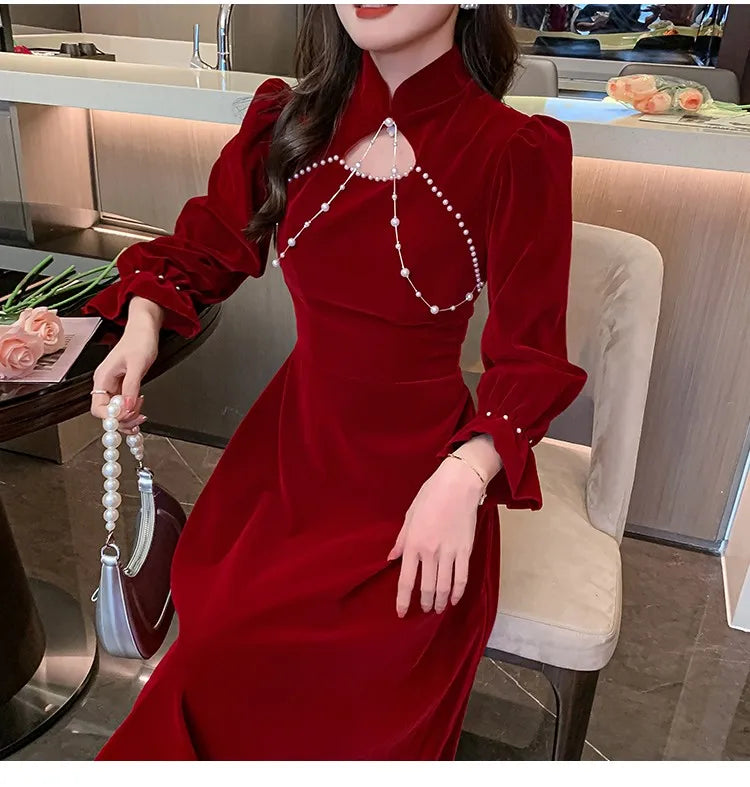 Chic Velvet Elegance Dress for Christmas and New Year