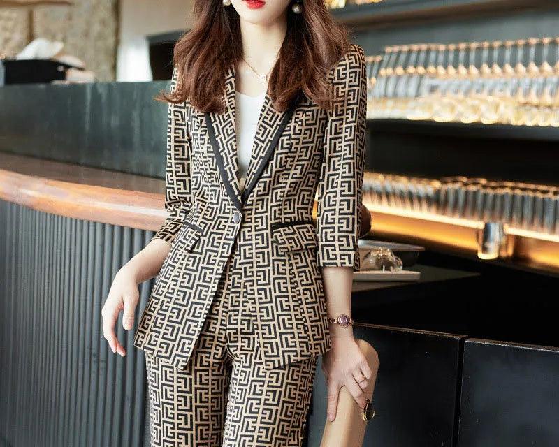 Tesco Formal Blazer For Women Jackets And Pants 2 Piece Set Business Suits Work Wear - Trendy Mix