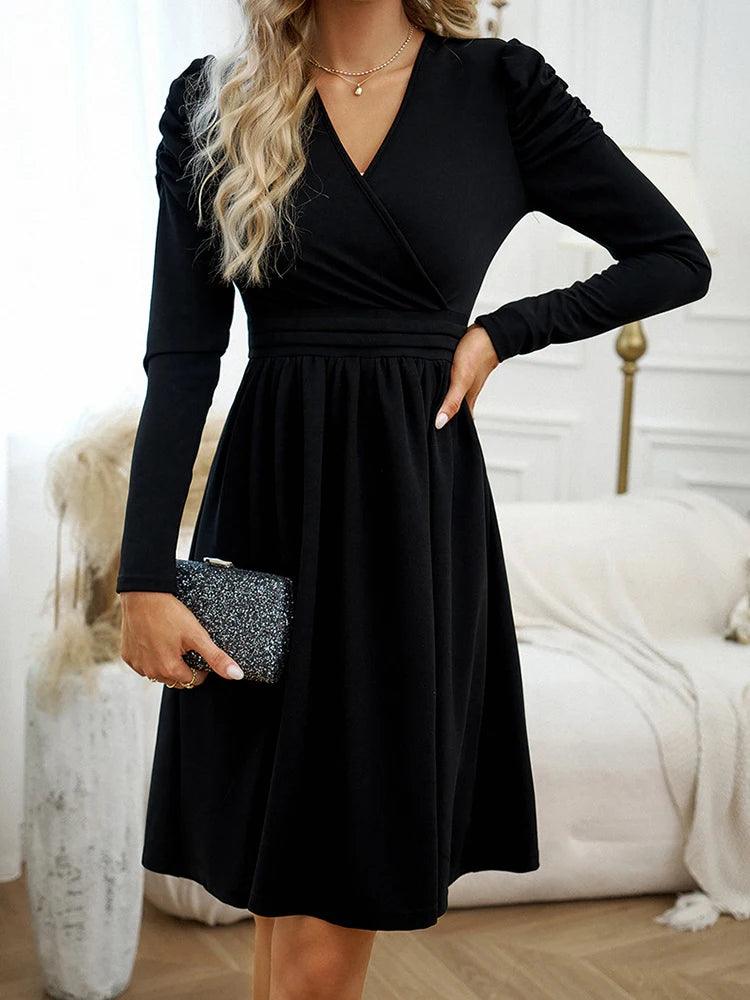 Timeless Puff Sleeve Midi Dress - Trendy Mix