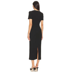 2024 Women’s Black Hollow Diamond Bandage Midi Dress - Trendy Mix