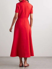 Crimson Elegance: Red Patchwork A-Line Dress - Trendy Mix