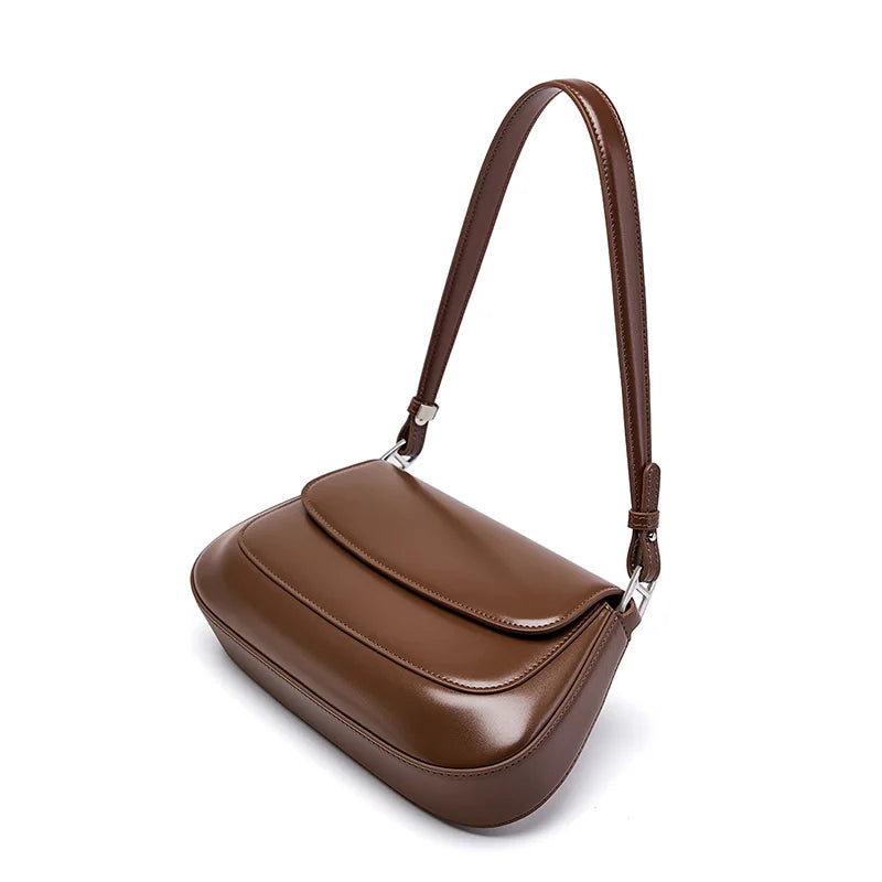 Elegant French-Style Leather Shoulder Bag - Trendy Mix