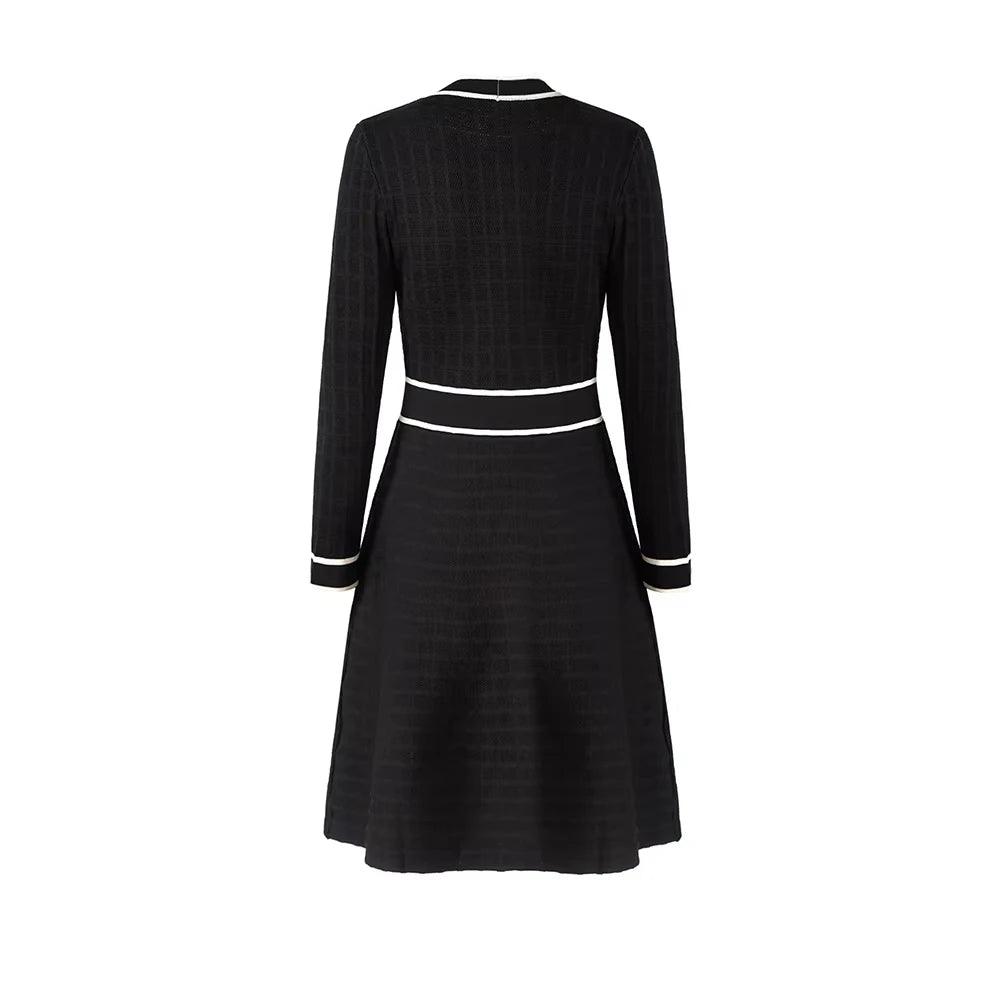 Bow Collar A-Line Knit Dress