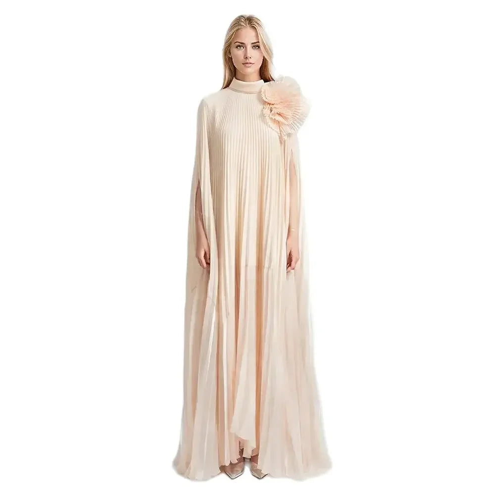 Classic Arabic Mother of the Bride Dresses Champagne High Neck Mother Gowns Chiffon 2024 Wedding Party Dresses Boho High Neck