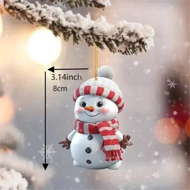 1 Piece Christmas Decoration Pendant 2D Acrylic Cartoon Christmas Snowman Home Garden Christmas Tree Pendant Party Decoration - Trendy Mix