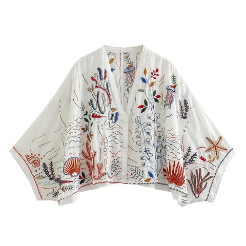 2024 Women's Vintage Embroidered Boho Blouse