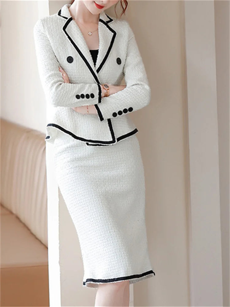 Long Sleeve Blazers for Women 2024 New Fashion Office Ladies Turn Down Collar Slim Jacket Loose Double Breasted Coats