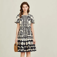 2024 Summer New Vintage Fashion Print Dress For Women - Trendy Mix