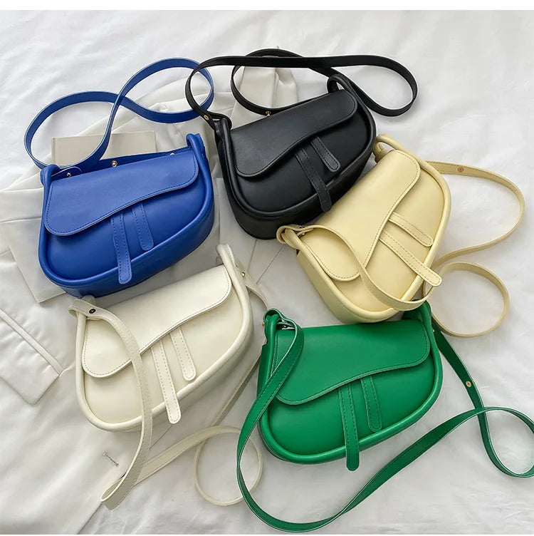 Stylish PU Leather Saddle Bag - Trendy Mix