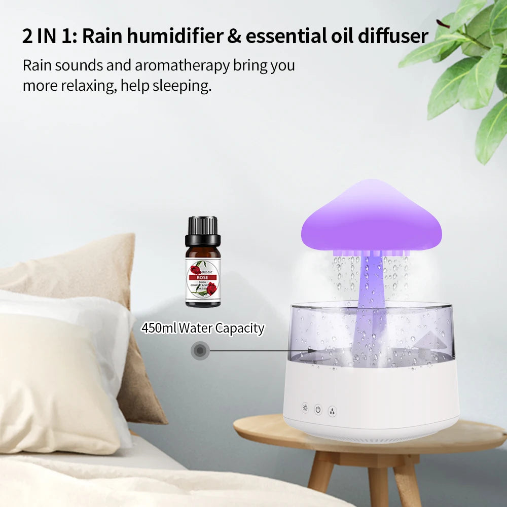 Cloud Rain USB Humidifier with Aromatherapy Night Light
