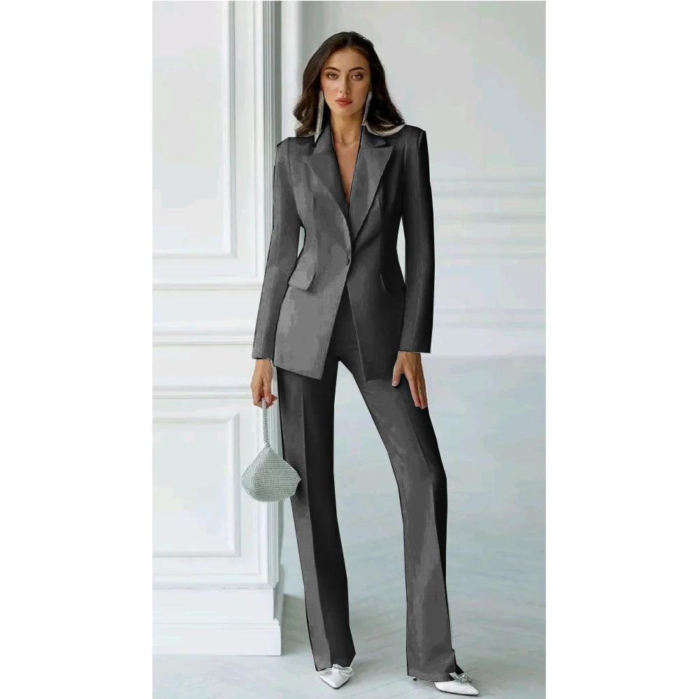 Elegant Women's Winter Suit Two-Piece Pant Set