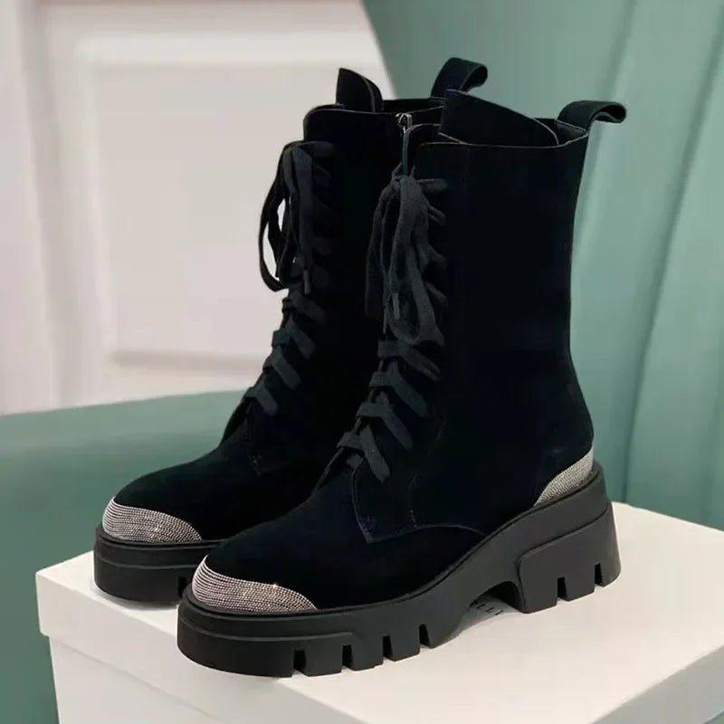 2024 Britain Style Suede Knight Boots - Trendy Mix