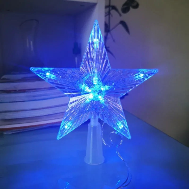 Christmas Tree Ornaments Stars LED Light Lamp Christmas Decorations Home Xmas Trees New Year 2024 Navidad Natal Noel 15cm/23cm