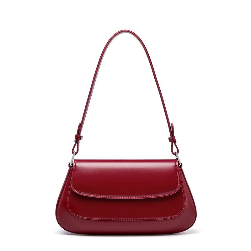 Elegant French-Style Leather Shoulder Bag - Trendy Mix