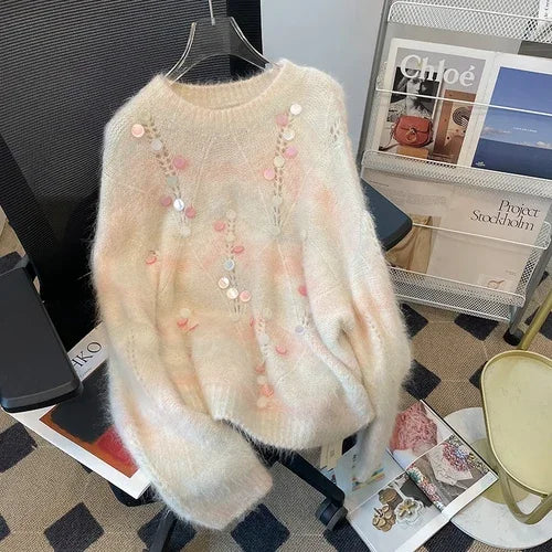 Elegant Sequin Sweater - Retro Winter Chic