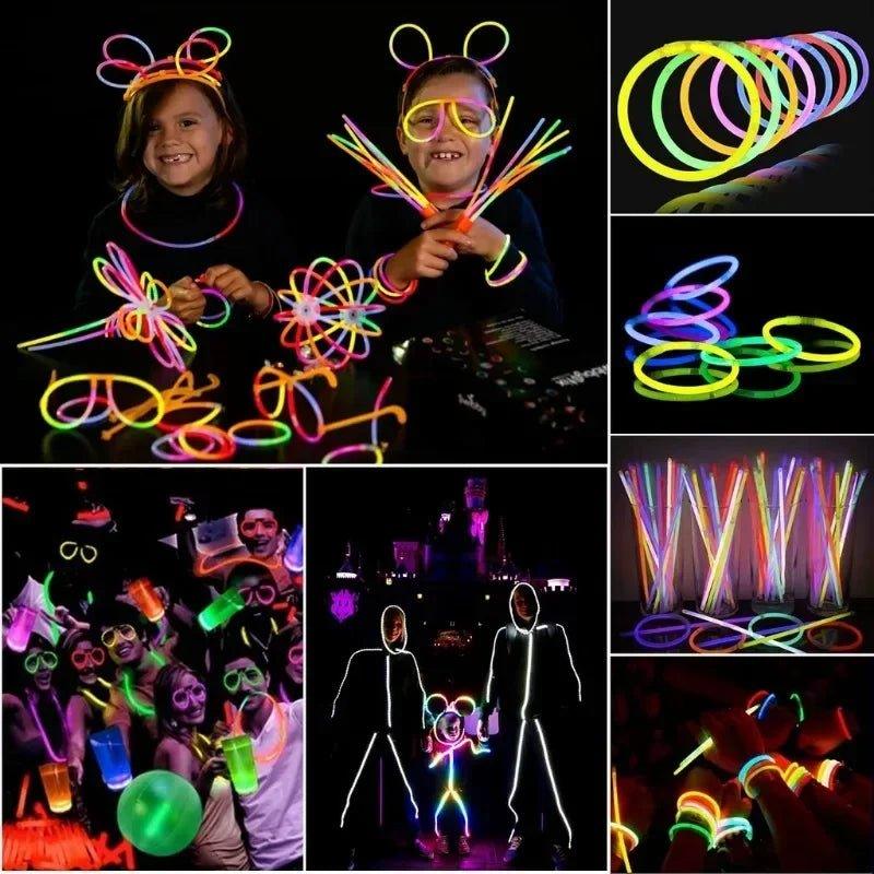 10/100Pcs Fluorescence Sticks Party Multicolor Glowing Bright Bendable Glow Bracelet Party Supplies Stick Bright Colorful Light - Trendy Mix