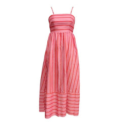 Chic Striped Backless Maxi Sundress with A-line Silhouette for Summer Beach Getaways - Trendy Mix