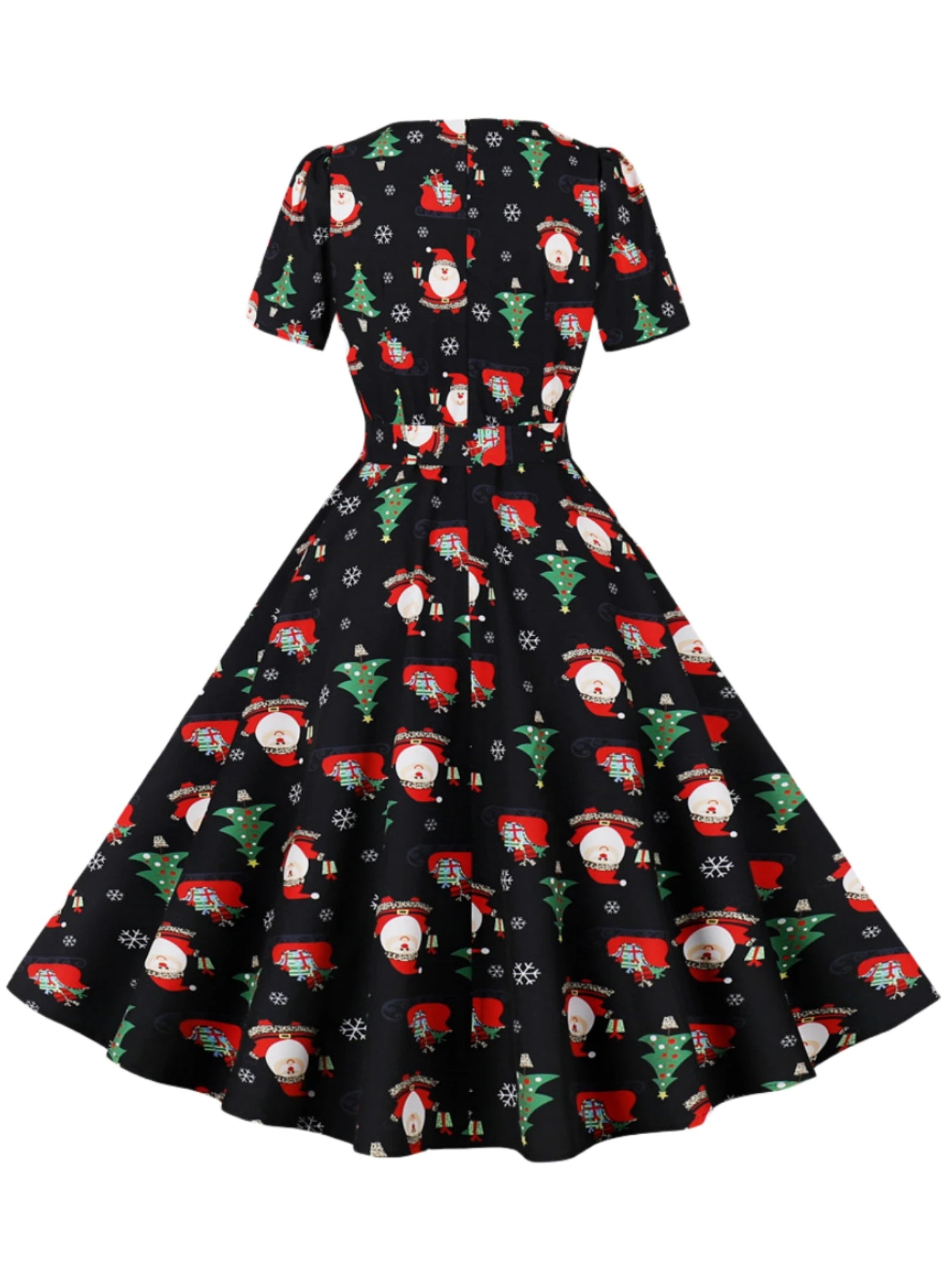 2024 Christmas Print Slimming Knee-Length Dress