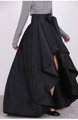 Women's Runway Fashion Spring Autumn Designer Irregular Black Skirt Female Winter Elastic High Waist A-line Skirt