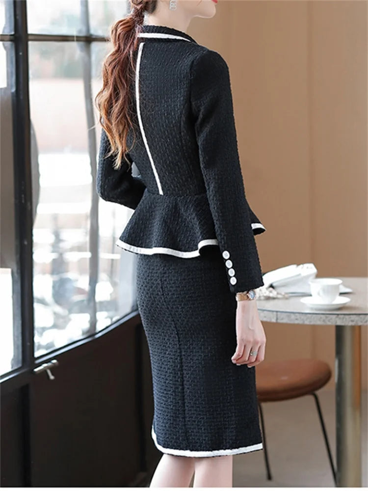 Long Sleeve Blazers for Women 2024 New Fashion Office Ladies Turn Down Collar Slim Jacket Loose Double Breasted Coats