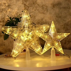 Christmas Tree Ornaments Stars LED Light Lamp Christmas Decorations Home Xmas Trees New Year 2024 Navidad Natal Noel 15cm/23cm