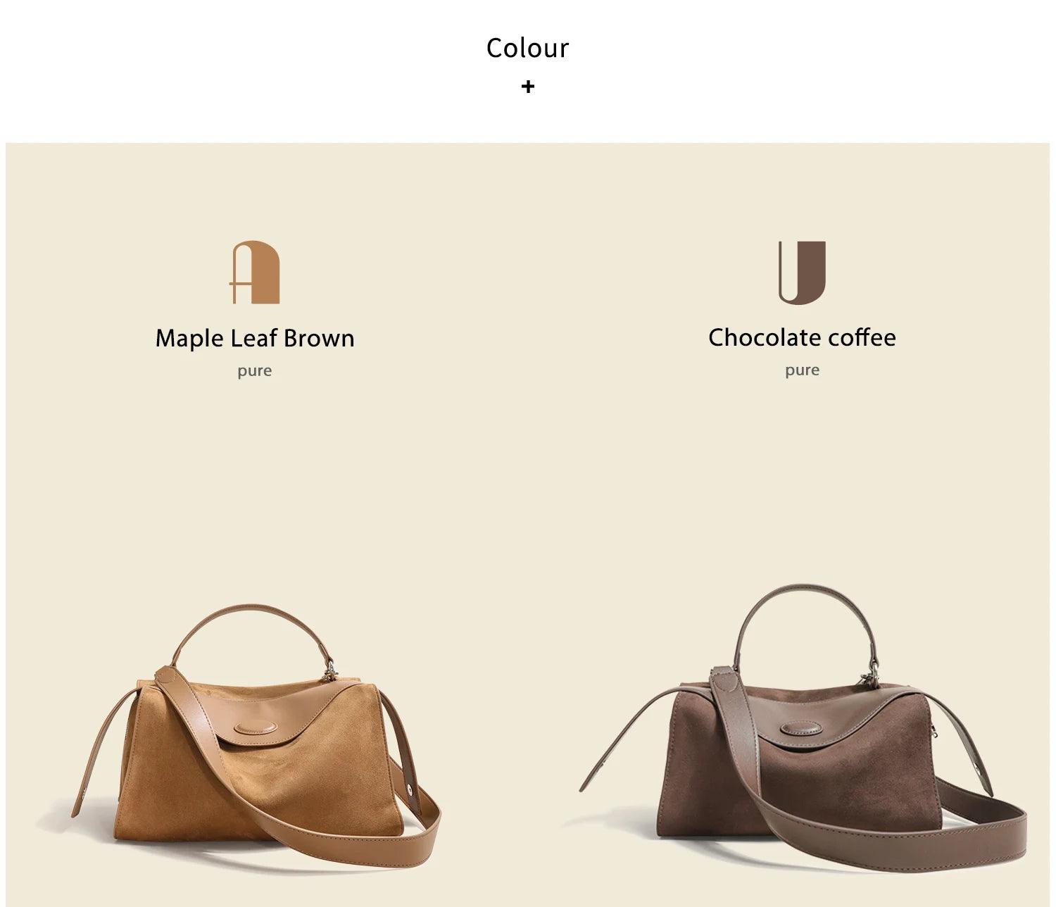 Coffee Matte Suede Tote – Luxury Winter Shoulder Bag in Two Sizes