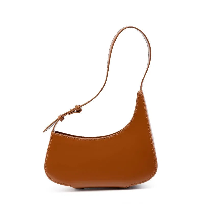 Vintage-Inspired Cowhide Leather Shoulder Bag - Trendy Mix