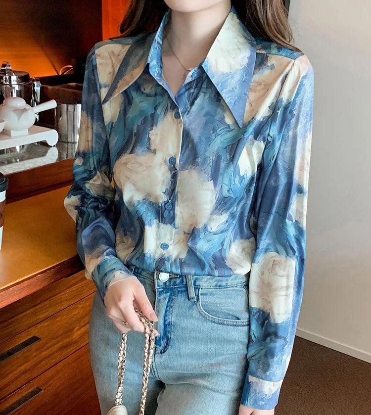 Spring Autumn Long Sleeve Office Ladies Blouses Tops - Trendy Mix