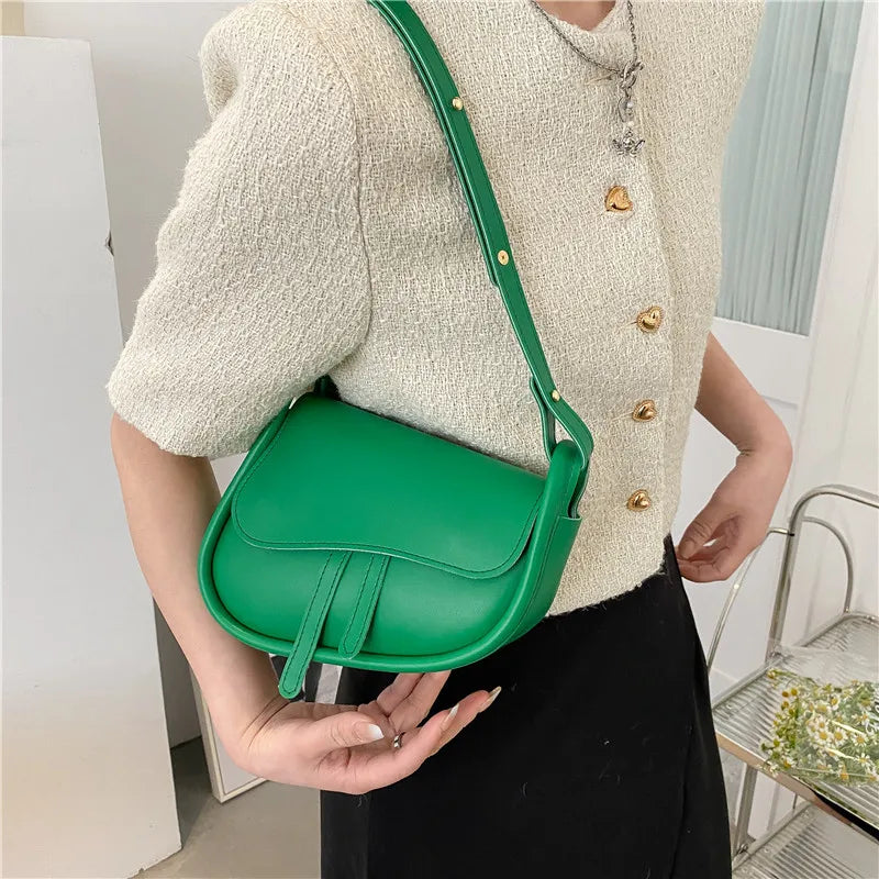 Stylish PU Leather Saddle Bag - Trendy Mix