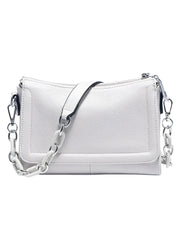 Luxury Soft Leather Top-Handle Bag with Acrylic Chain