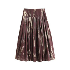 Retro Print High-Waist Holiday Skirt