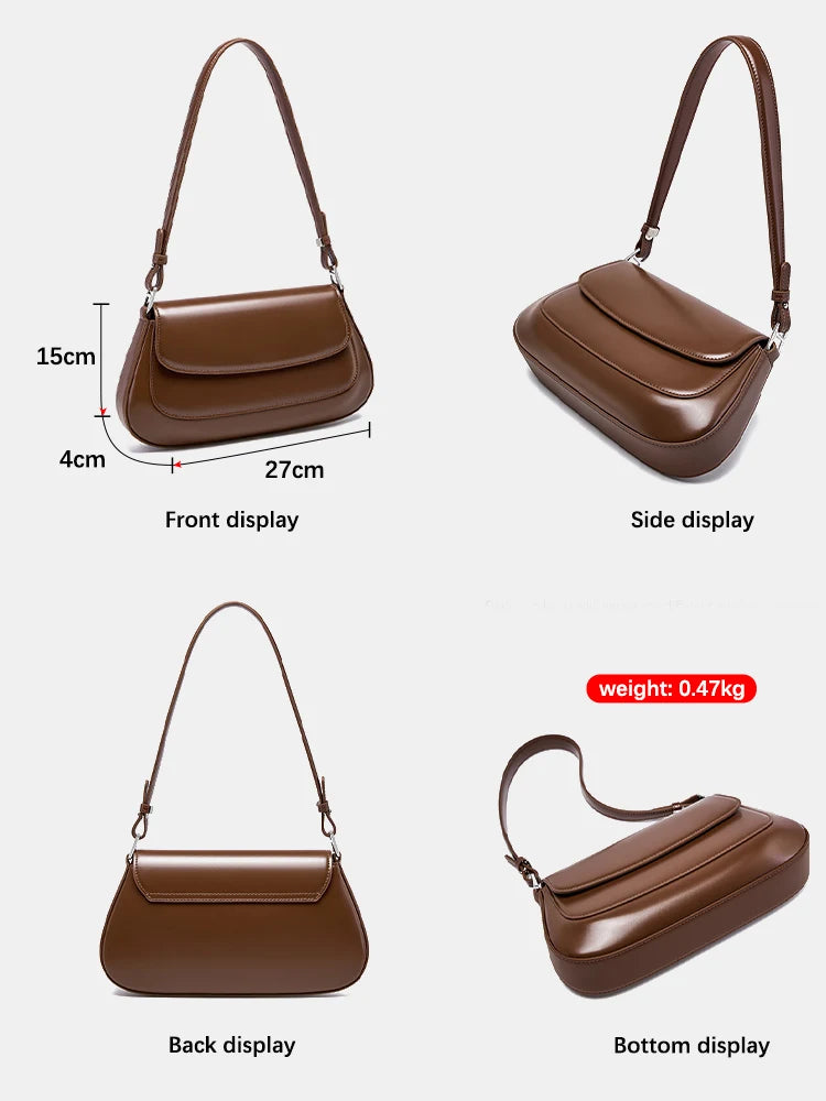 Elegant French-Style Leather Shoulder Bag - Trendy Mix