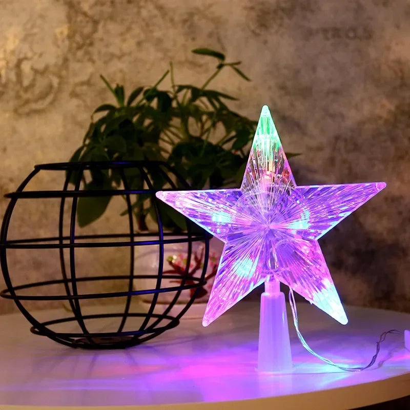 Christmas Tree Ornaments Stars LED Light Lamp Christmas Decorations Home Xmas Trees New Year 2024 Navidad Natal Noel 15cm/23cm