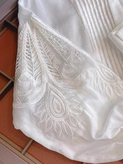 2024 White Embroidered Vintage Blouse - Trendy Mix