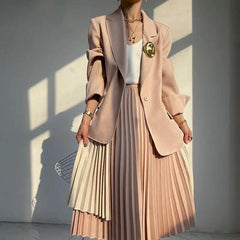 Fashion Contrast Blazer & Skirt Set