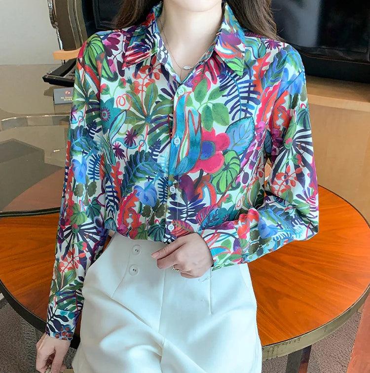 Spring Autumn Long Sleeve Office Ladies Blouses Tops - Trendy Mix