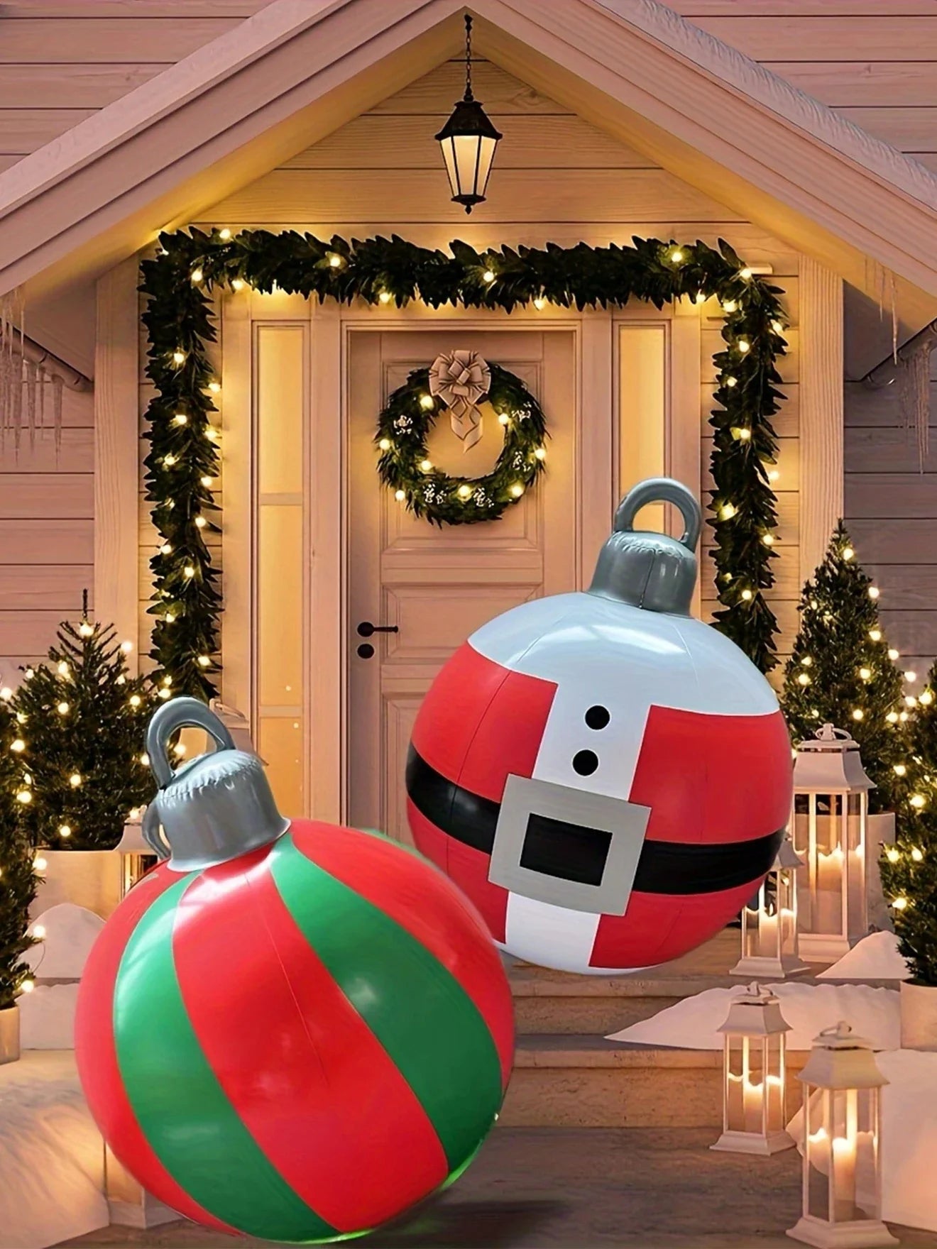 1Pc 40cm Christmas Decoration Ball Ornament PVC Inflatable Outdoor Holiday Yard Lawn Porch Decoration Navidad Foam Balls 2025