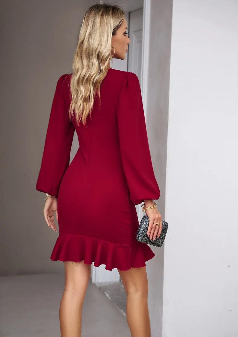 Chic Ruffle Bodycon Dress - Trendy Mix