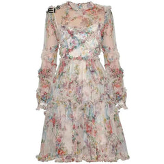 Lantern Sleeve Floral-Print Summer Dress