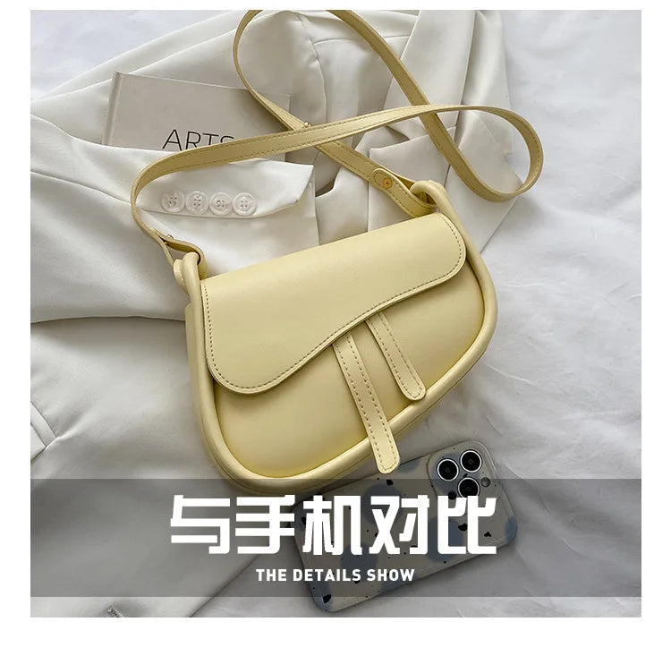 Stylish PU Leather Saddle Bag - Trendy Mix