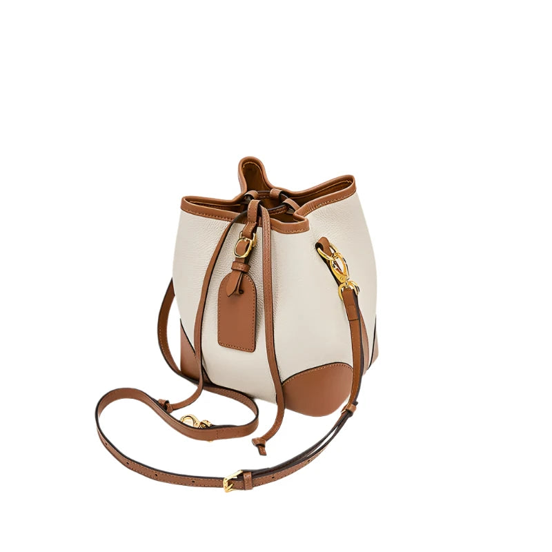 Chic Bucket Leather Crossbody Bag - Trendy Mix