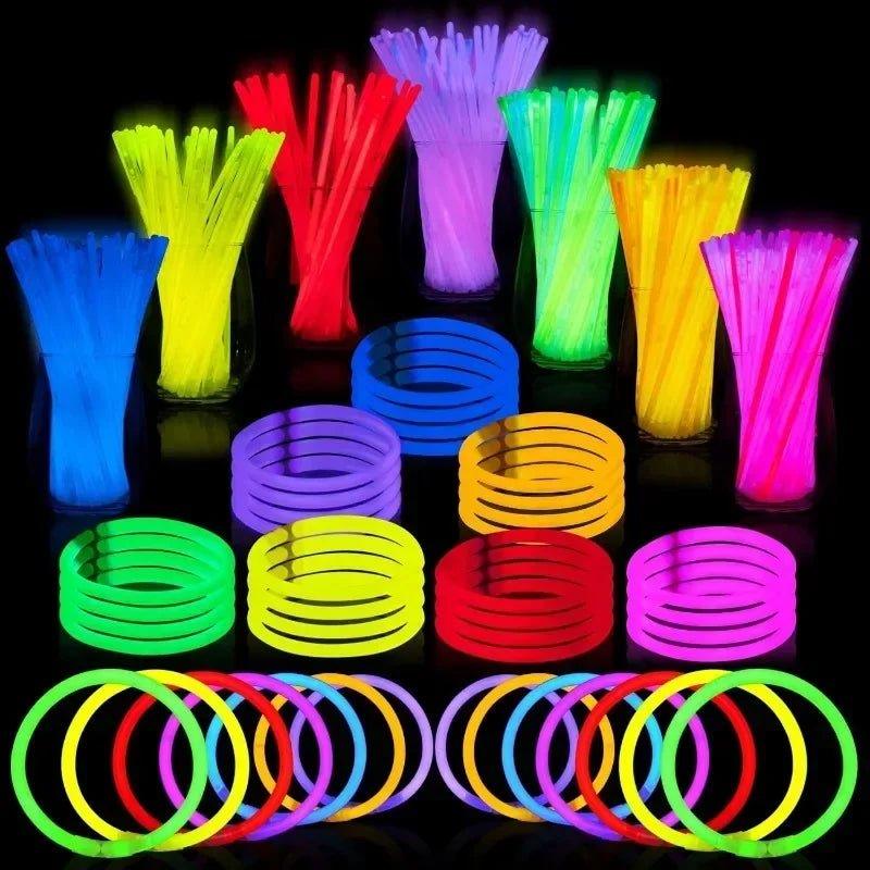 10/100Pcs Fluorescence Sticks Party Multicolor Glowing Bright Bendable Glow Bracelet Party Supplies Stick Bright Colorful Light - Trendy Mix