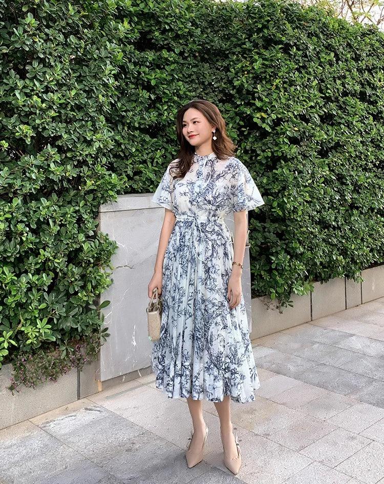 Summer Fashion Vintage Elegant Floral Printing Dress - Trendy Mix