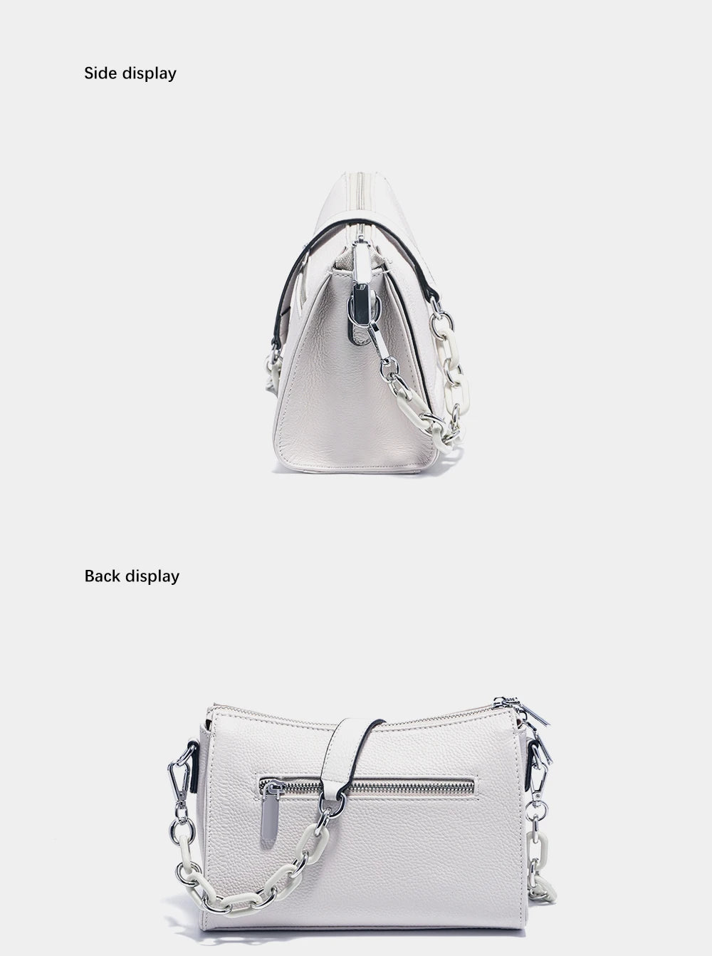 Luxury Soft Leather Top-Handle Bag with Acrylic Chain