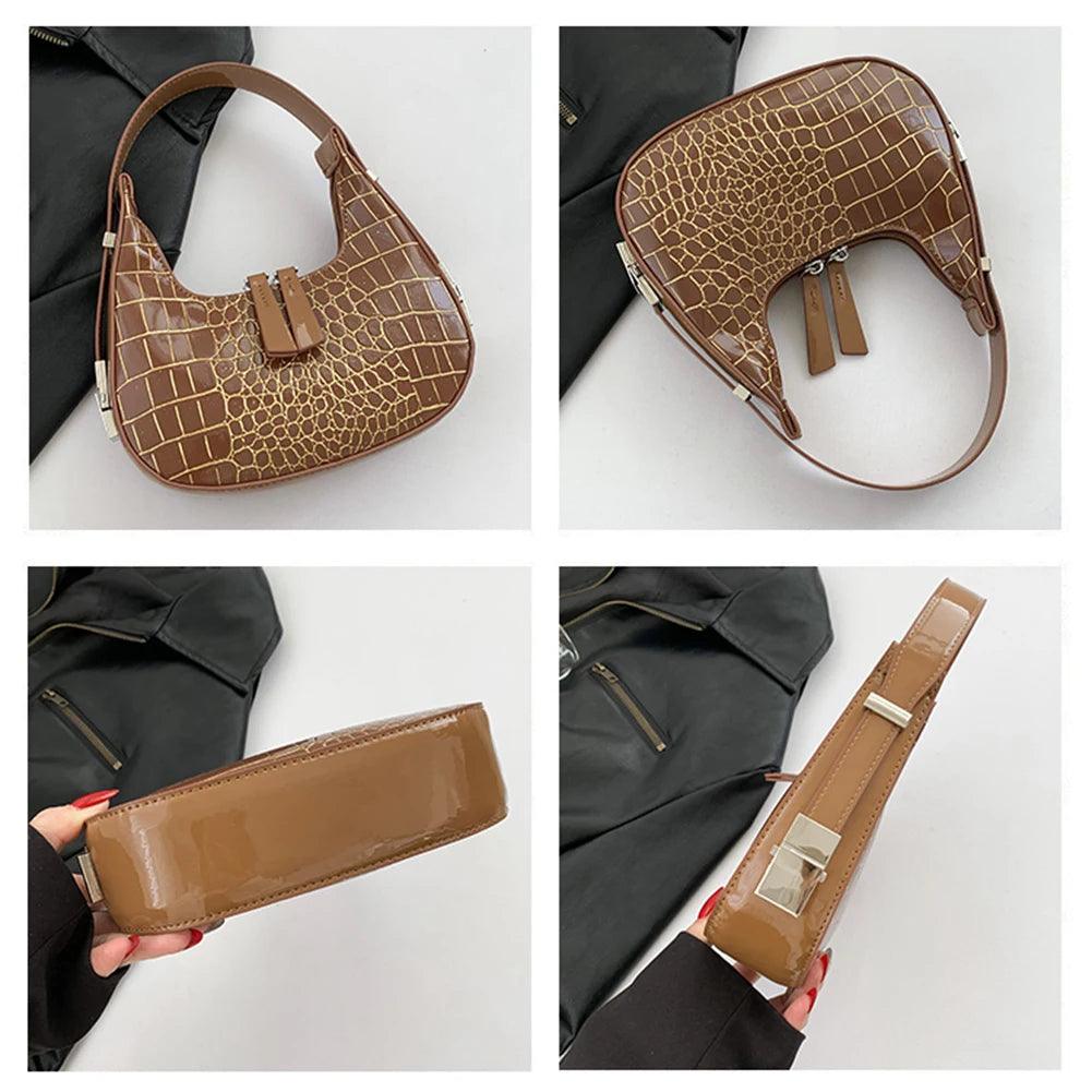 Retro Crocodile Print Chic Shoulder Bag - Trendy Mix